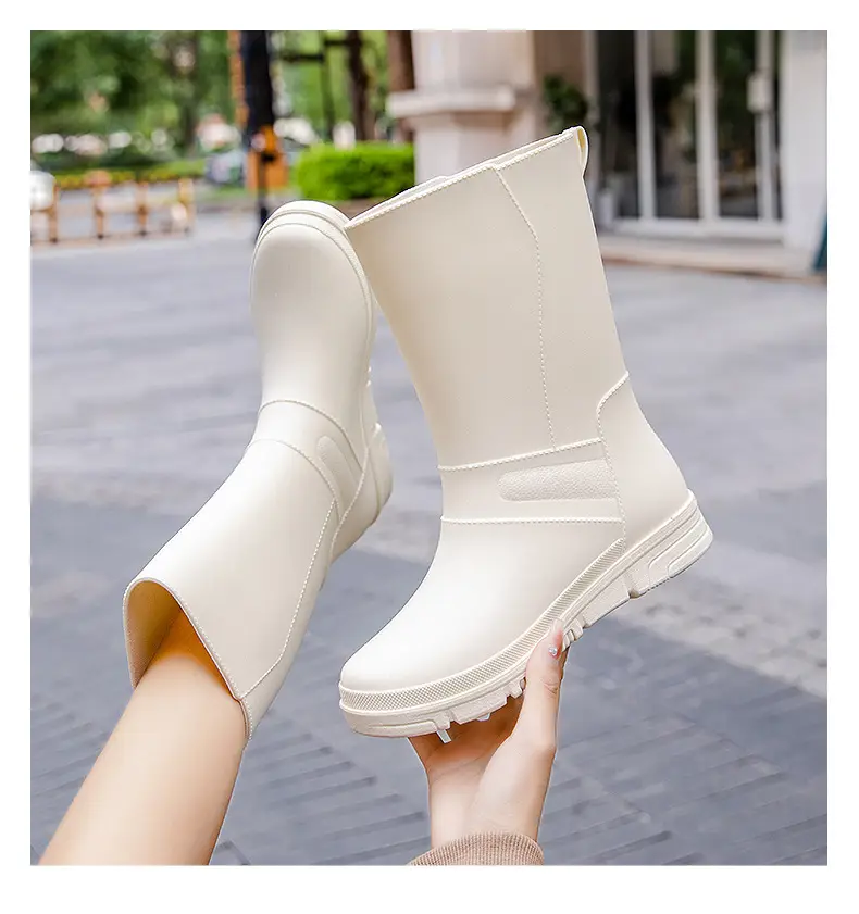 New Rain Boots Fashion Women's Rain Boots Outer Wear Adult Middle Tube Non-slip Soft Bottom Water Shoes Kitchen Work Waterproof Rubber Shoes — feature 9