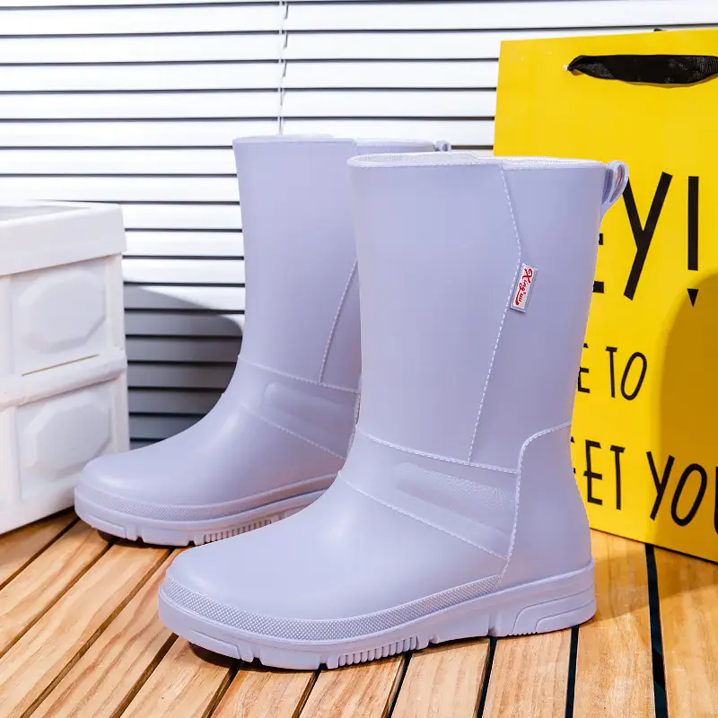 New Rain Boots Fashion Women's Rain Boots Outer Wear Adult Middle Tube Non-slip Soft Bottom Water Shoes Kitchen Work Waterproof Rubber Shoes