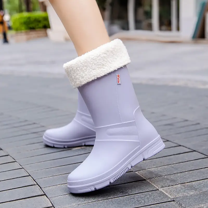 New Rain Boots Fashion Women's Rain Boots Outer Wear Adult Middle Tube Non-slip Soft Bottom Water Shoes Kitchen Work Waterproof Rubber Shoes