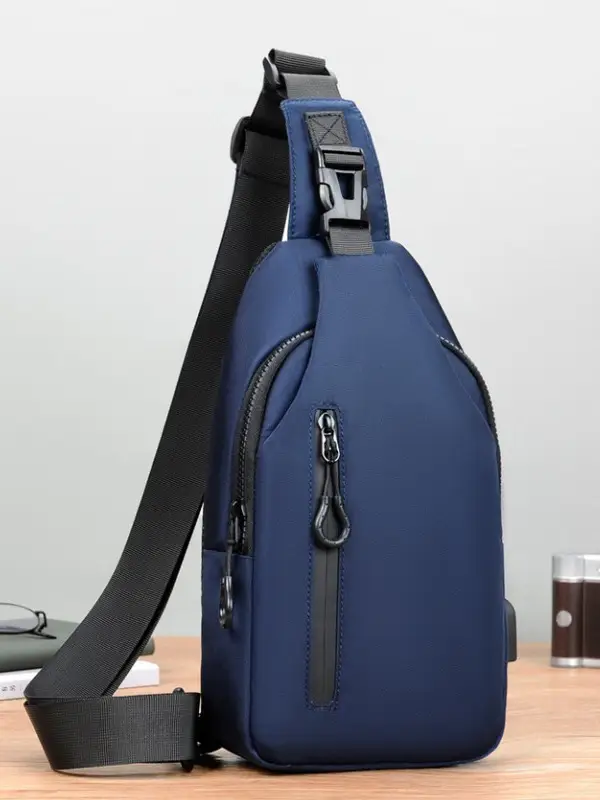 Men's Black Crossbody Bag with 3 Pockets