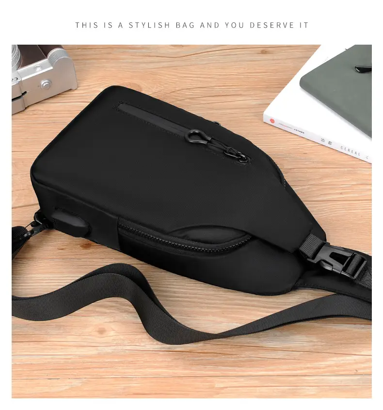 Men's Black Crossbody Bag with 3 Pockets — feature 23
