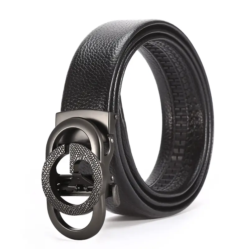 New Men's Black Leather Belt with G-Shape Buckle - Image 7