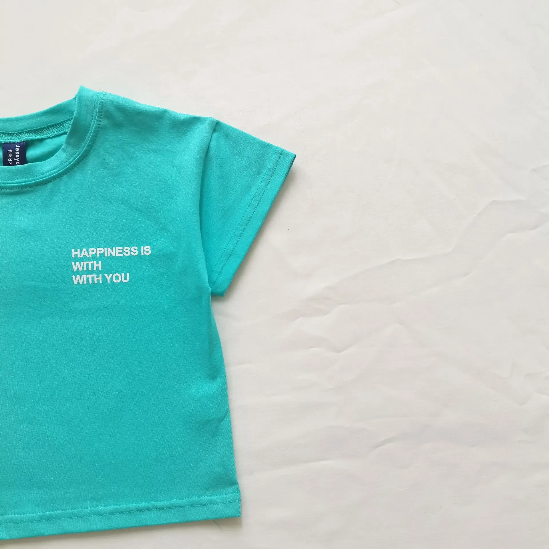 Ins Korean Style Boys T-Shirt Teal White Set — feature 11