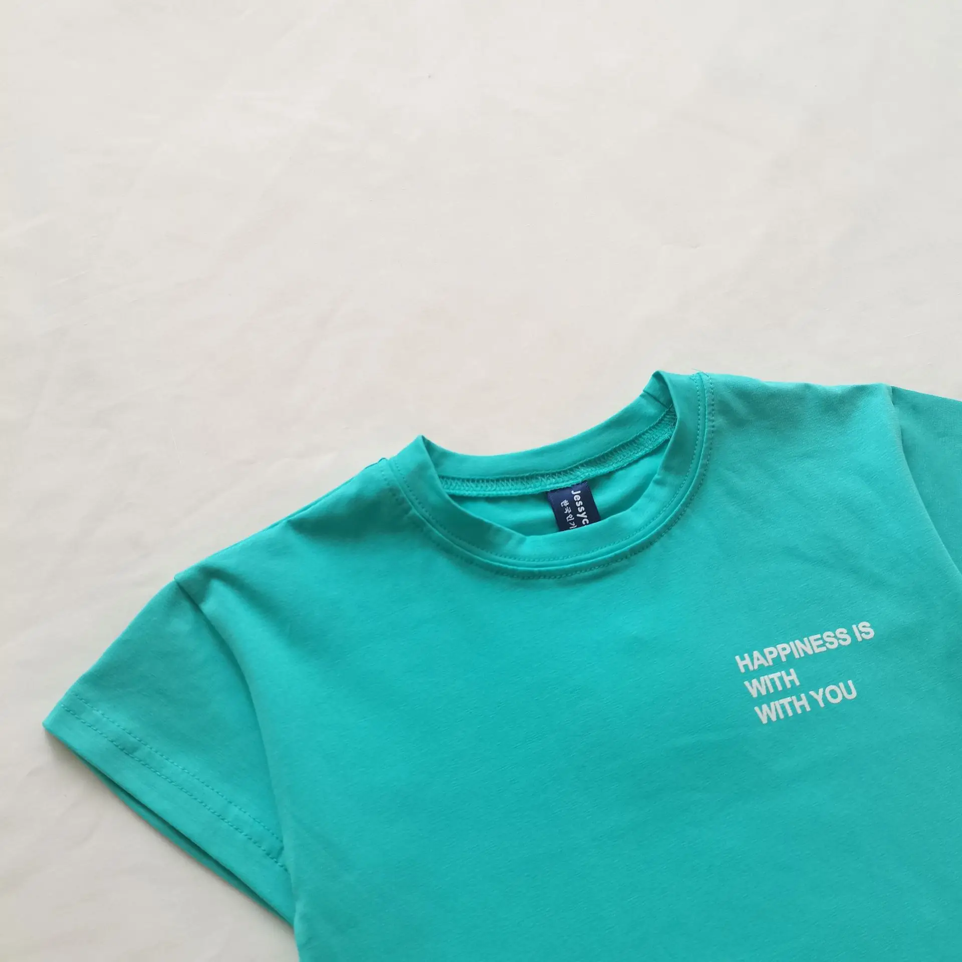 Ins Korean Style Boys T-Shirt Teal White Set — feature 13
