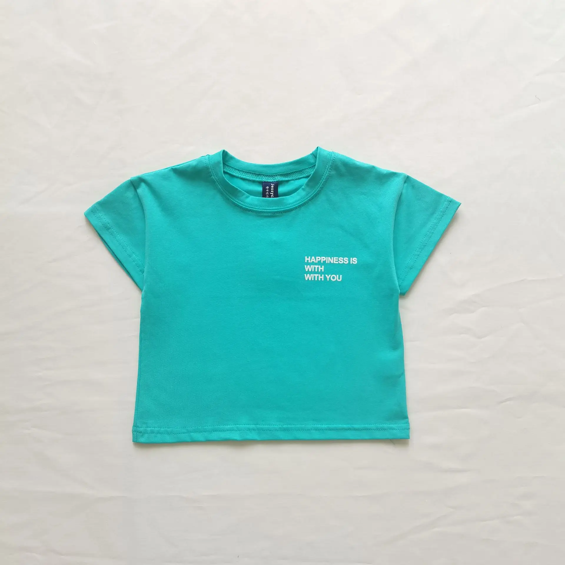 Ins Korean Style Boys T-Shirt Teal White Set