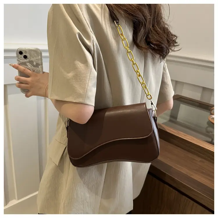 White Square Crossbody Bag with Gold Chain — feature 13