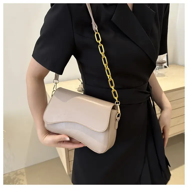 White Square Crossbody Bag with Gold Chain — feature 16