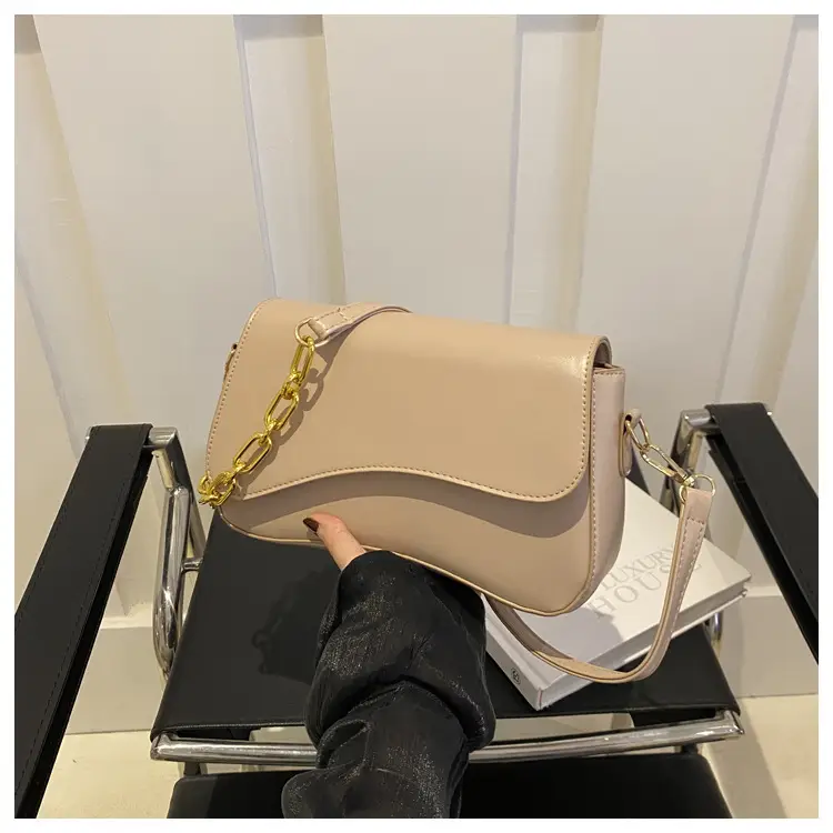 White Square Crossbody Bag with Gold Chain — feature 20