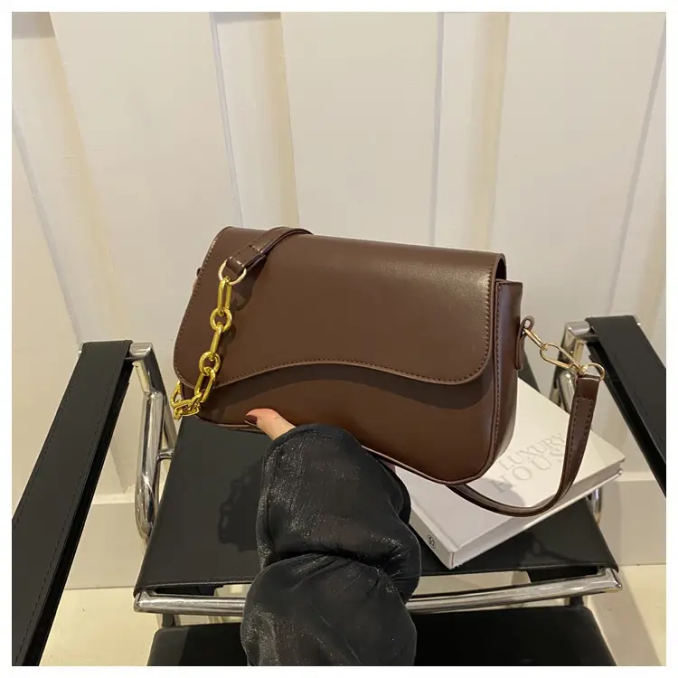 White Square Crossbody Bag with Gold Chain — feature 23