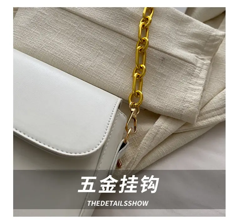 White Square Crossbody Bag with Gold Chain — feature 3