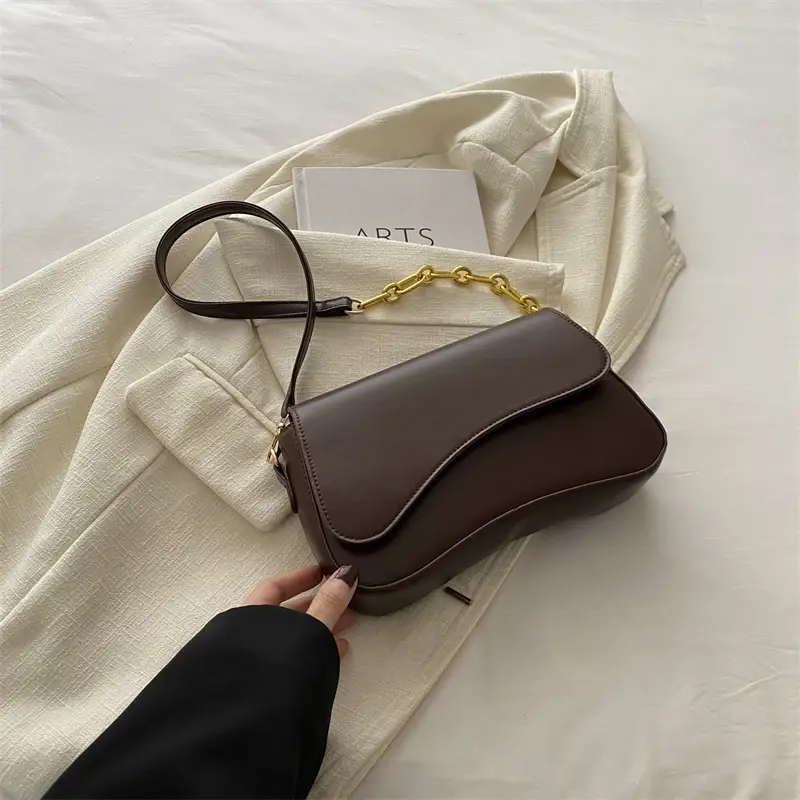 White Square Crossbody Bag with Gold Chain - Image 2