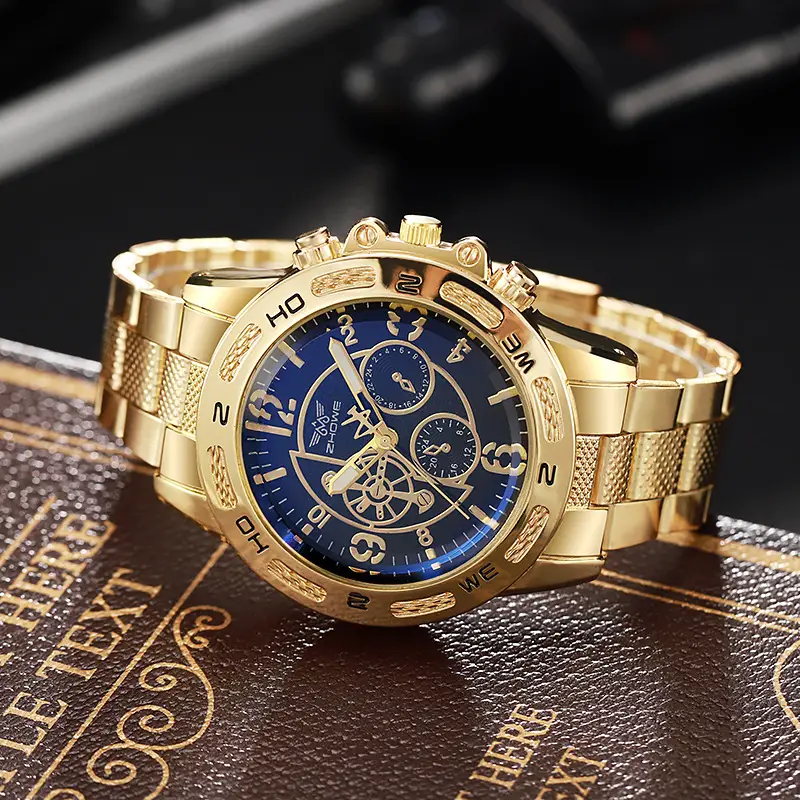 Gold 3-View Luxury Watch for Men - Image 2