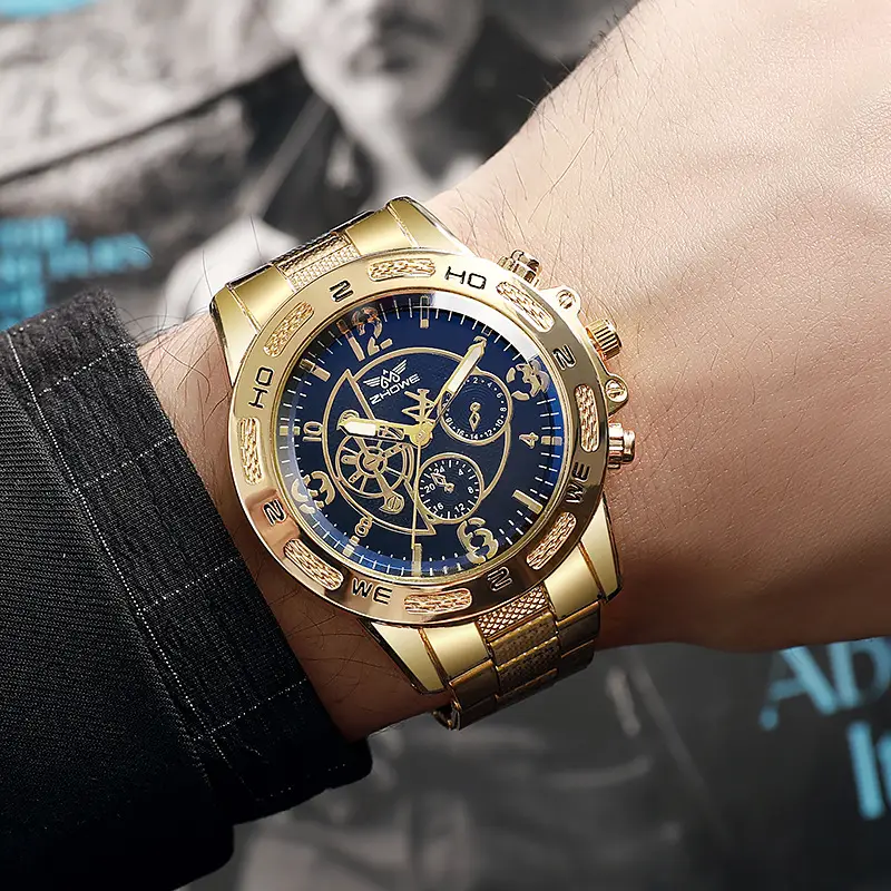 Gold 3-View Luxury Watch for Men - Image 6