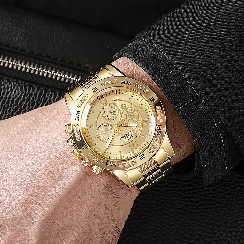 Gold 3-View Luxury Watch for Men — feature 5