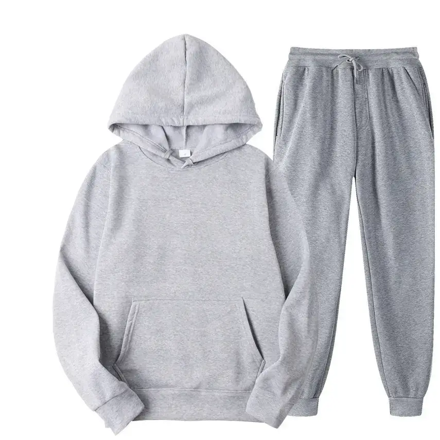 White Men's Hooded Sweatshirt & Pants Set Winter Casual - Image 12