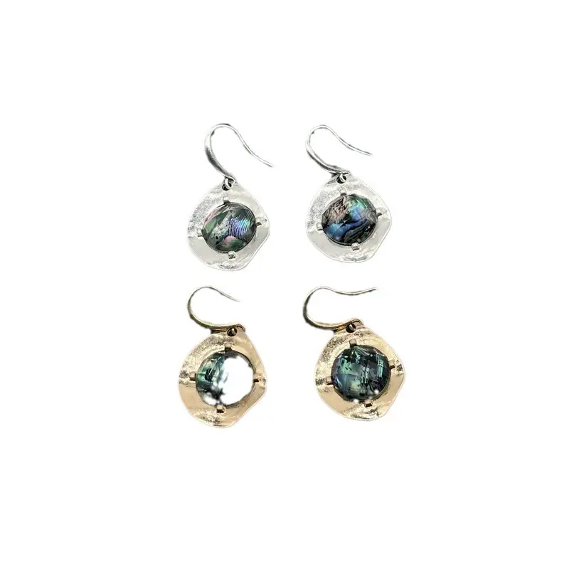 Cross-border New Style Elegant Earrings Drop Type Inlaid Colorful Abalone Shells Design Sense New Style Ocean Sense All-match Earrings