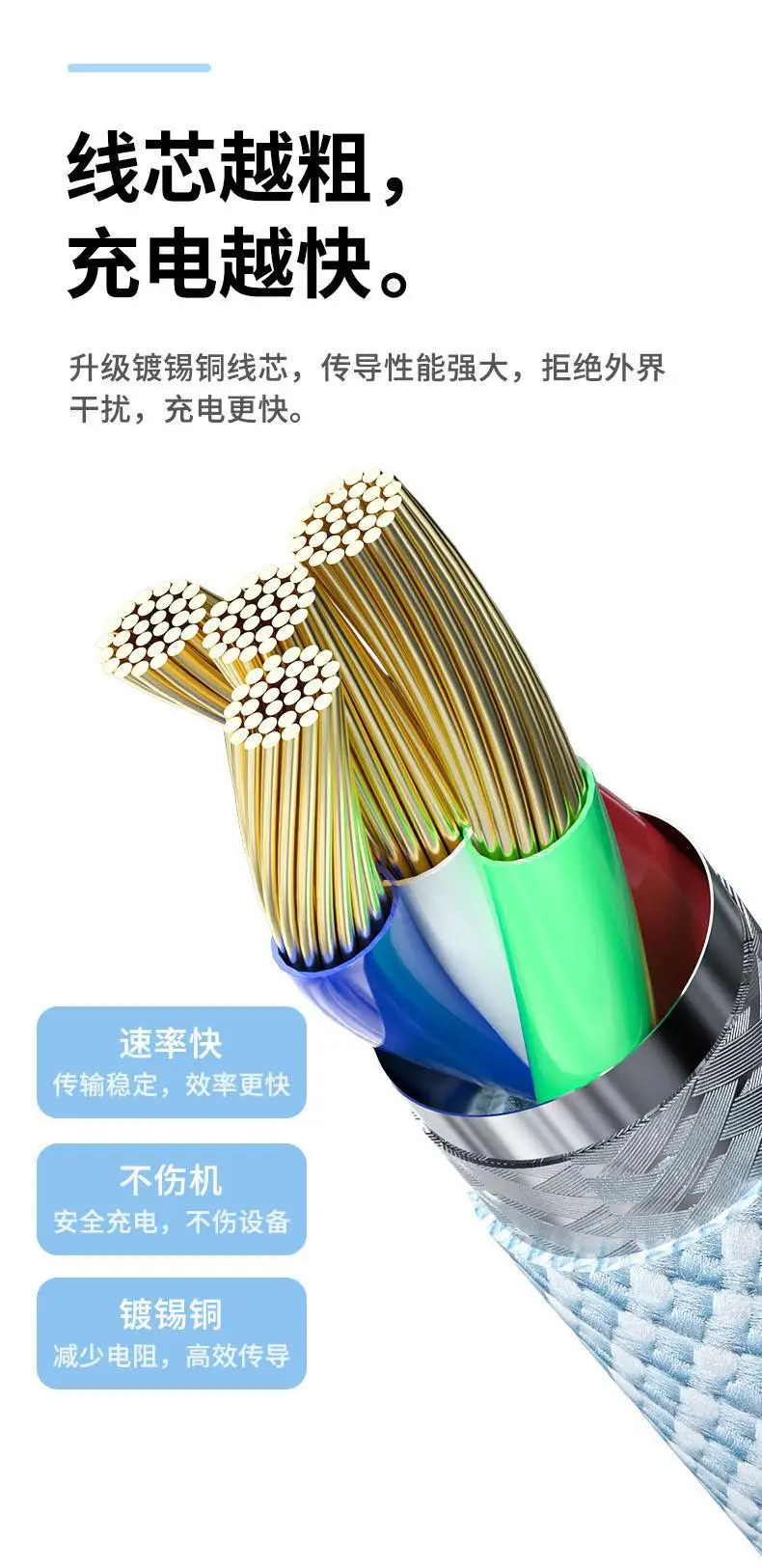 66W Three-In-One Charging Cable for Apple Huawei Android — feature 10