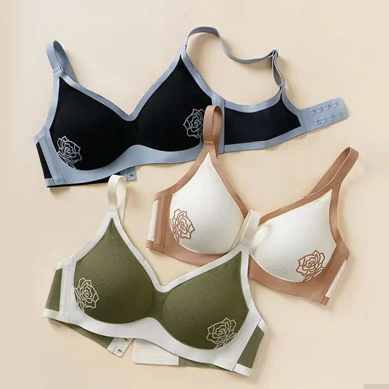 Women's Embossed Traceless Push-up Bra Olive Green