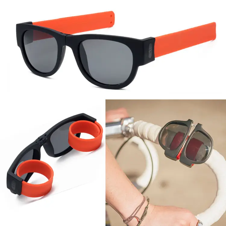 Folding Sports Sunglasses Black Red Adjustable Band - Image 10