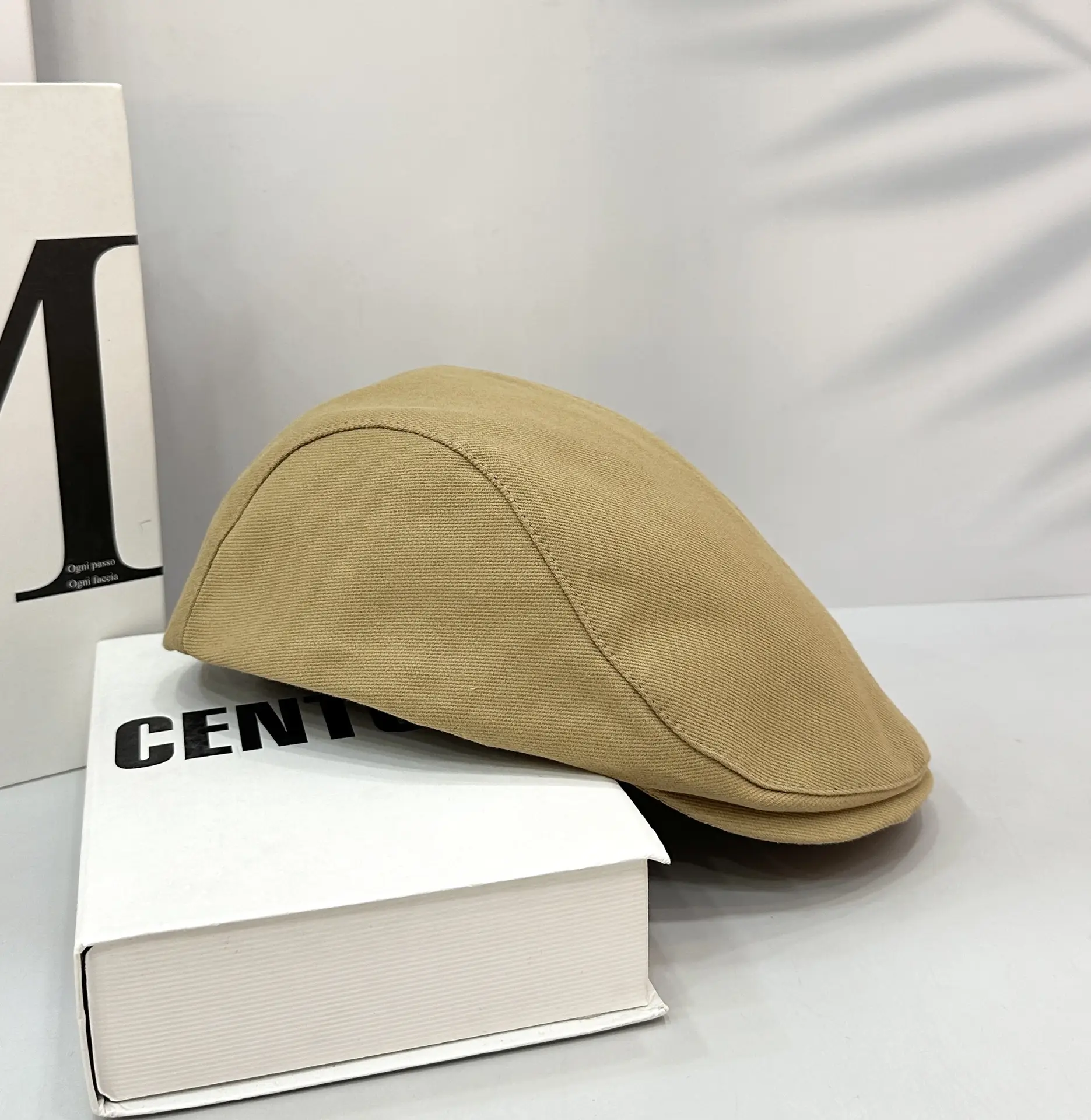 British Style Vintage Newsboy Hat for Men Beige - Image 5