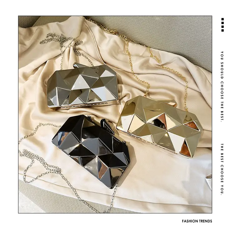Silver Geometric Mirror Clutch Bag Mini Handbag — feature 1