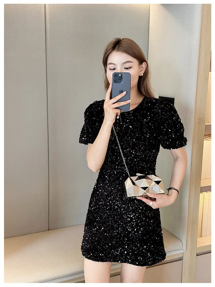 Silver Geometric Mirror Clutch Bag Mini Handbag — feature 13