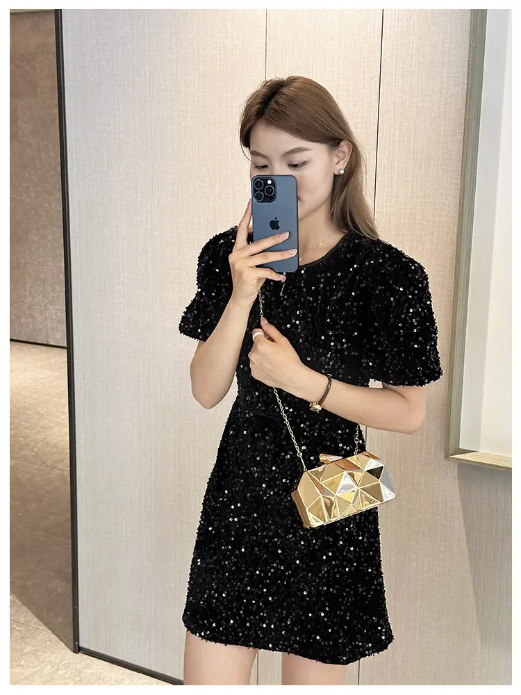 Silver Geometric Mirror Clutch Bag Mini Handbag — feature 23
