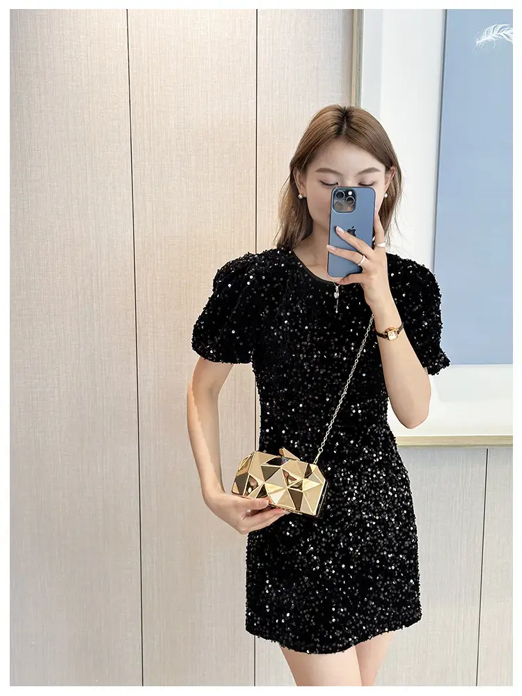 Silver Geometric Mirror Clutch Bag Mini Handbag — feature 25