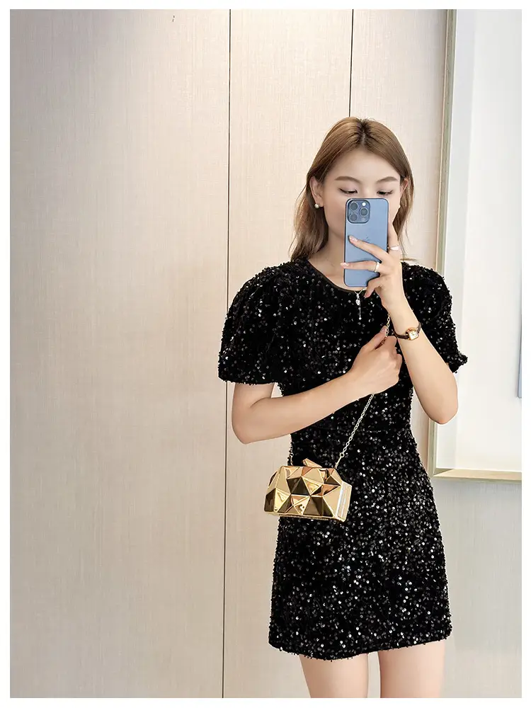 Silver Geometric Mirror Clutch Bag Mini Handbag — feature 27