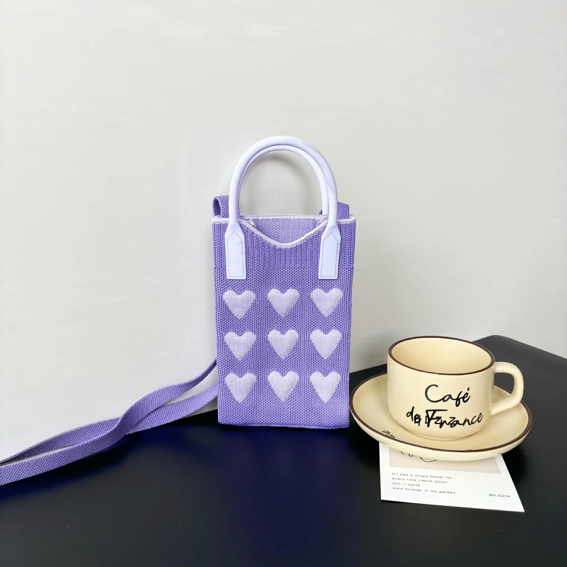 Love-Themed Knitted Phone Bag Korean Style 2024 - Image 2