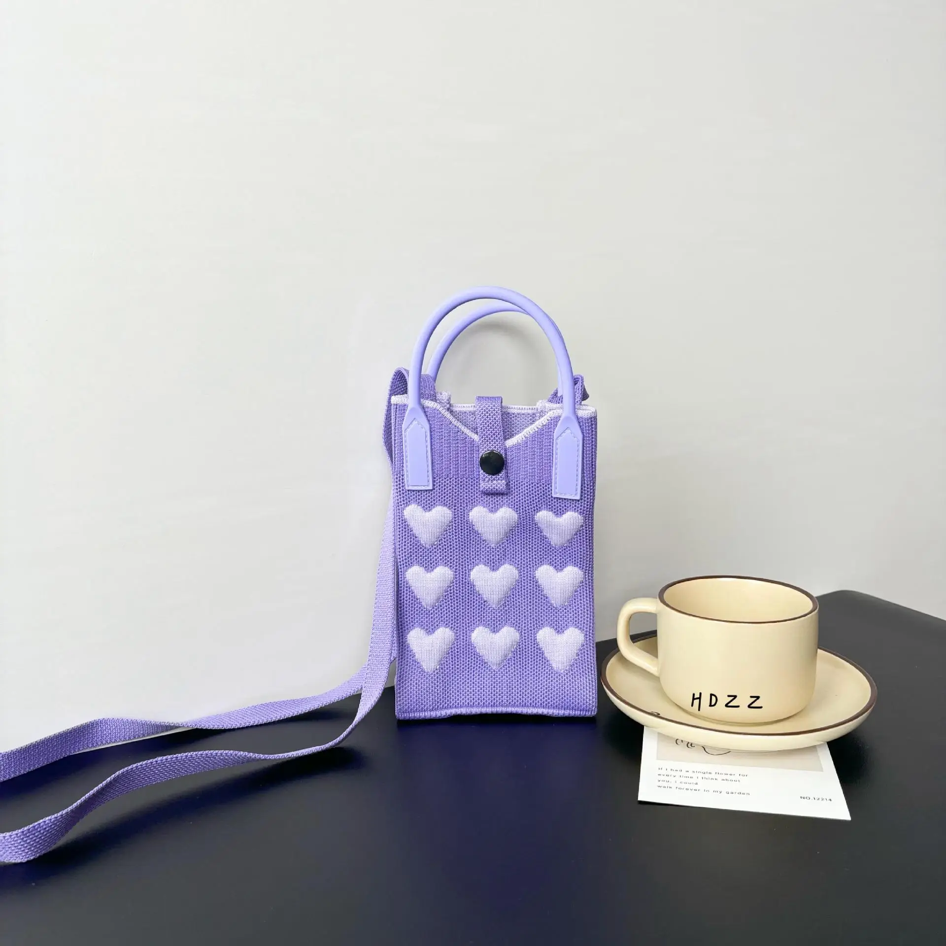Love-Themed Knitted Phone Bag Korean Style 2024 - Image 10