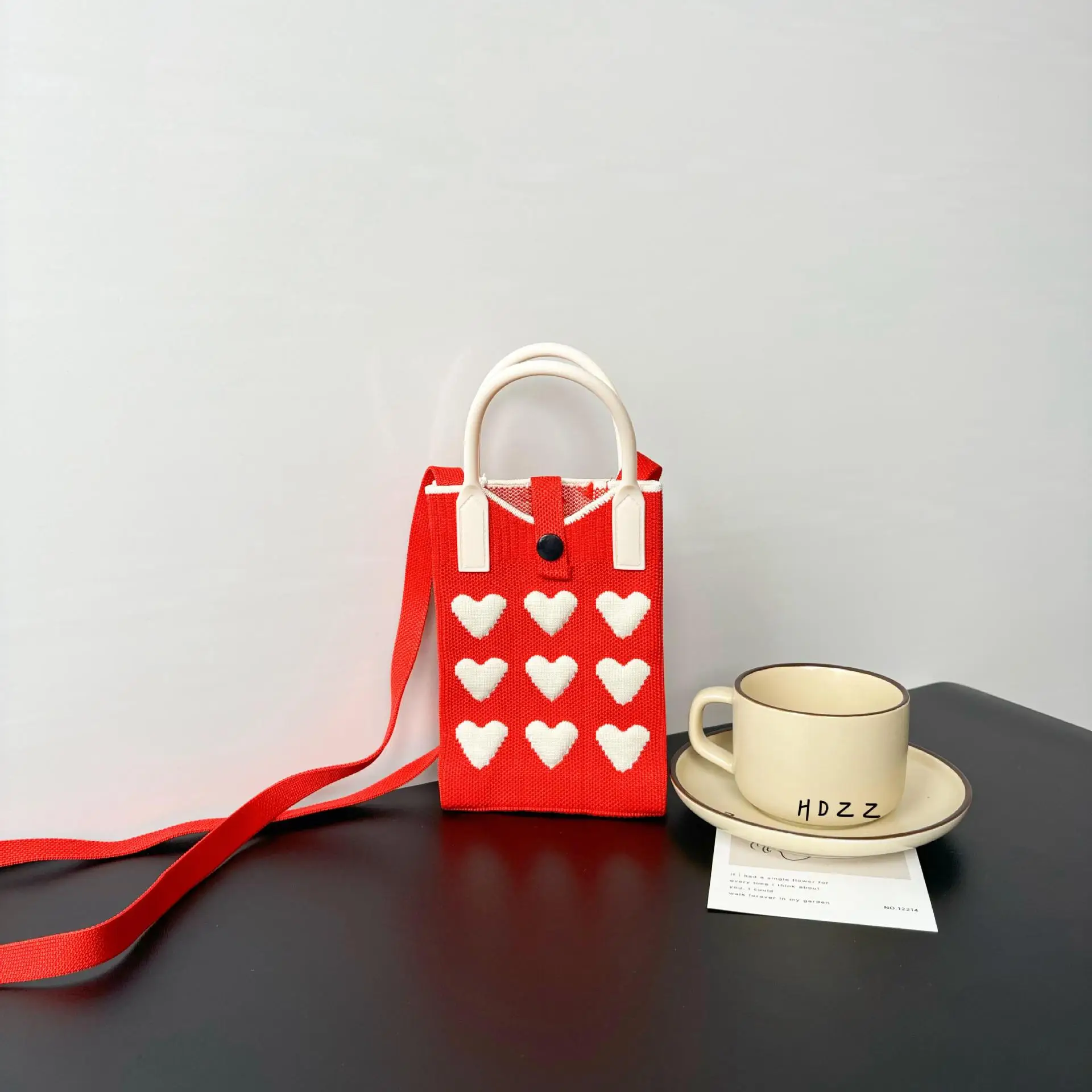 Love-Themed Knitted Phone Bag Korean Style 2024 - Image 12