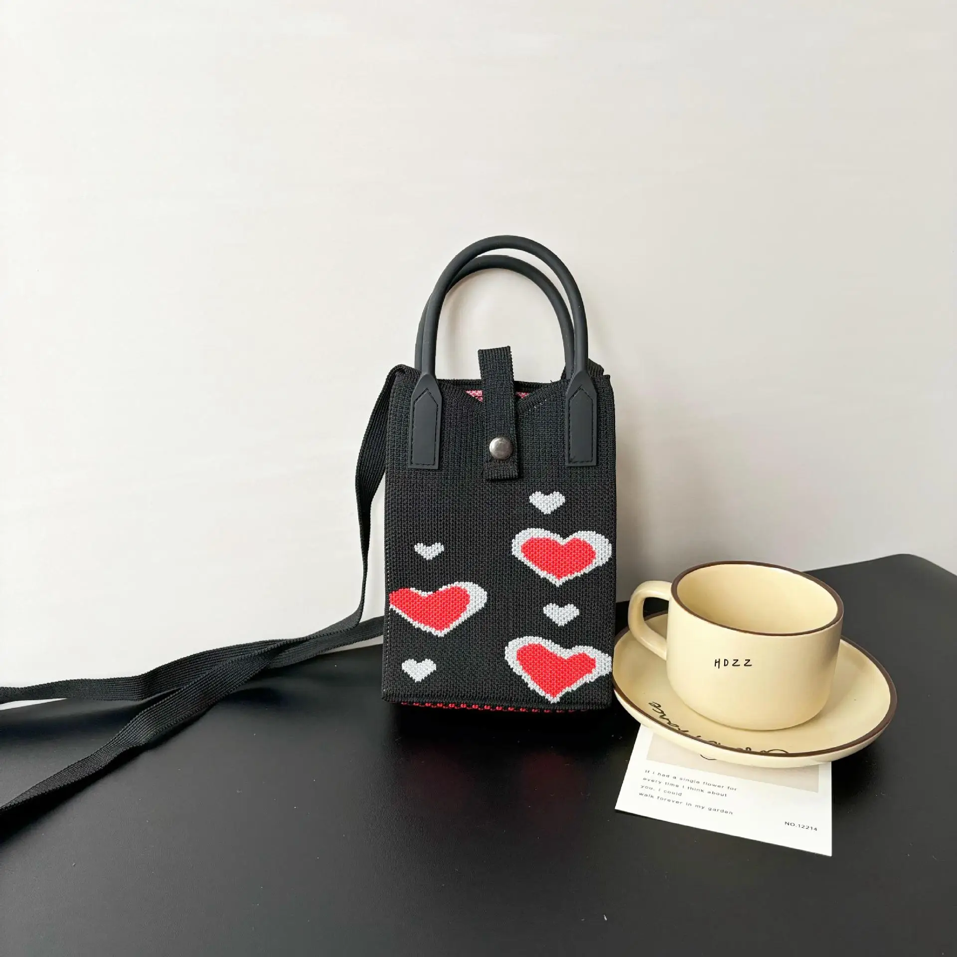Love-Themed Knitted Phone Bag Korean Style 2024 - Image 23
