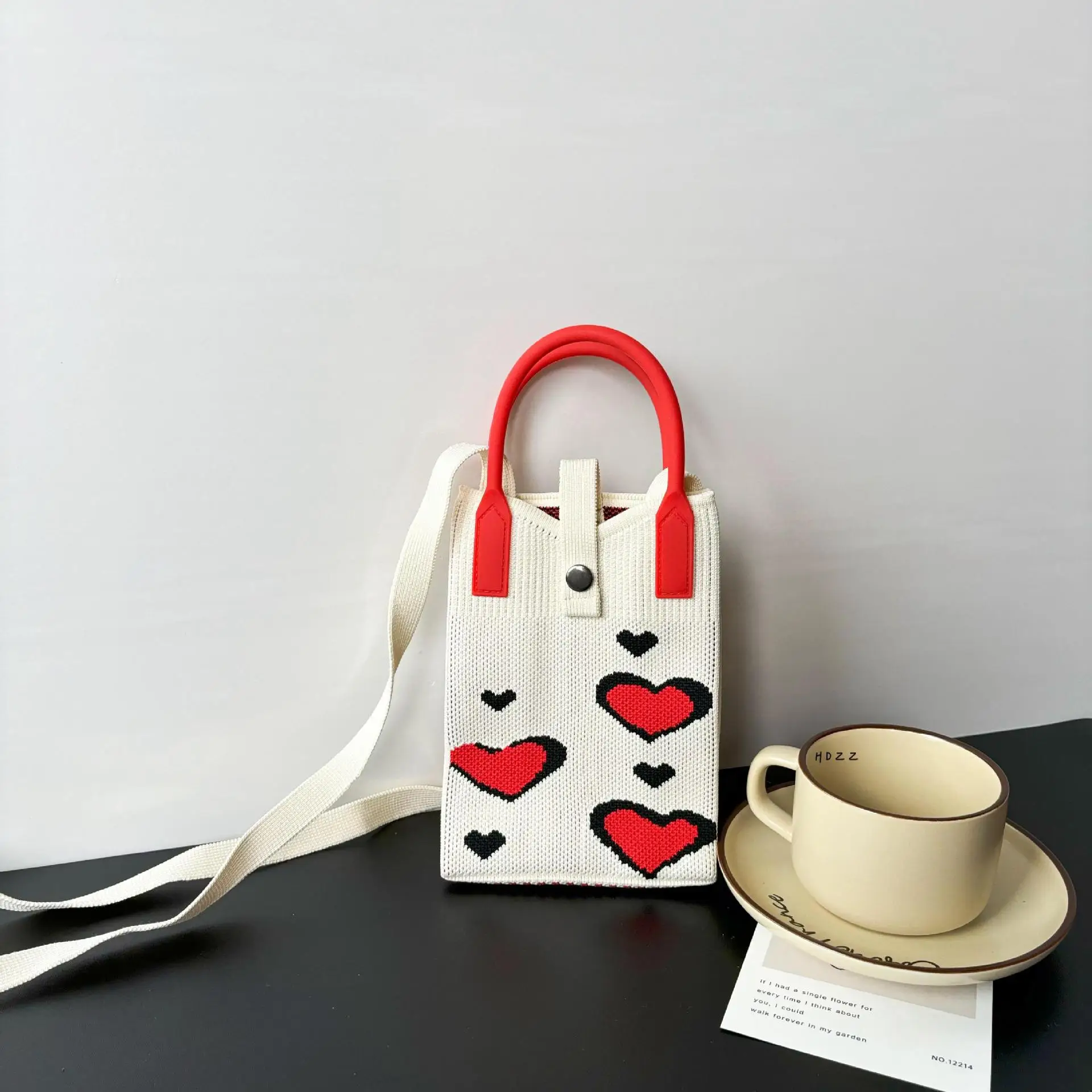 Love-Themed Knitted Phone Bag Korean Style 2024 - Image 24