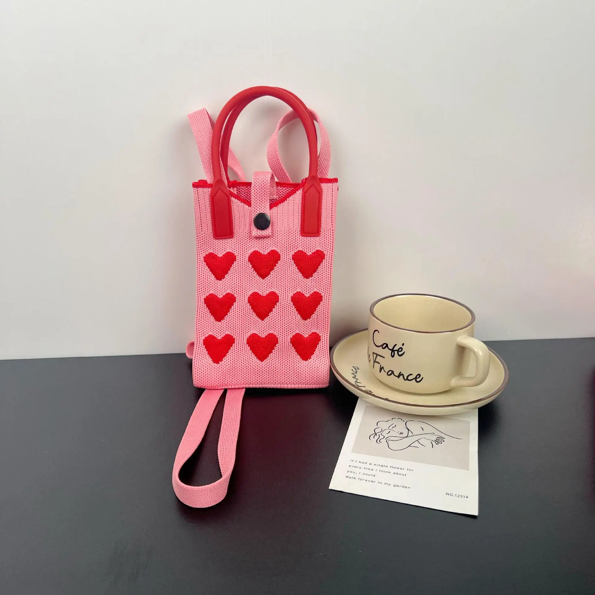 Love-Themed Knitted Phone Bag Korean Style 2024 - Image 25