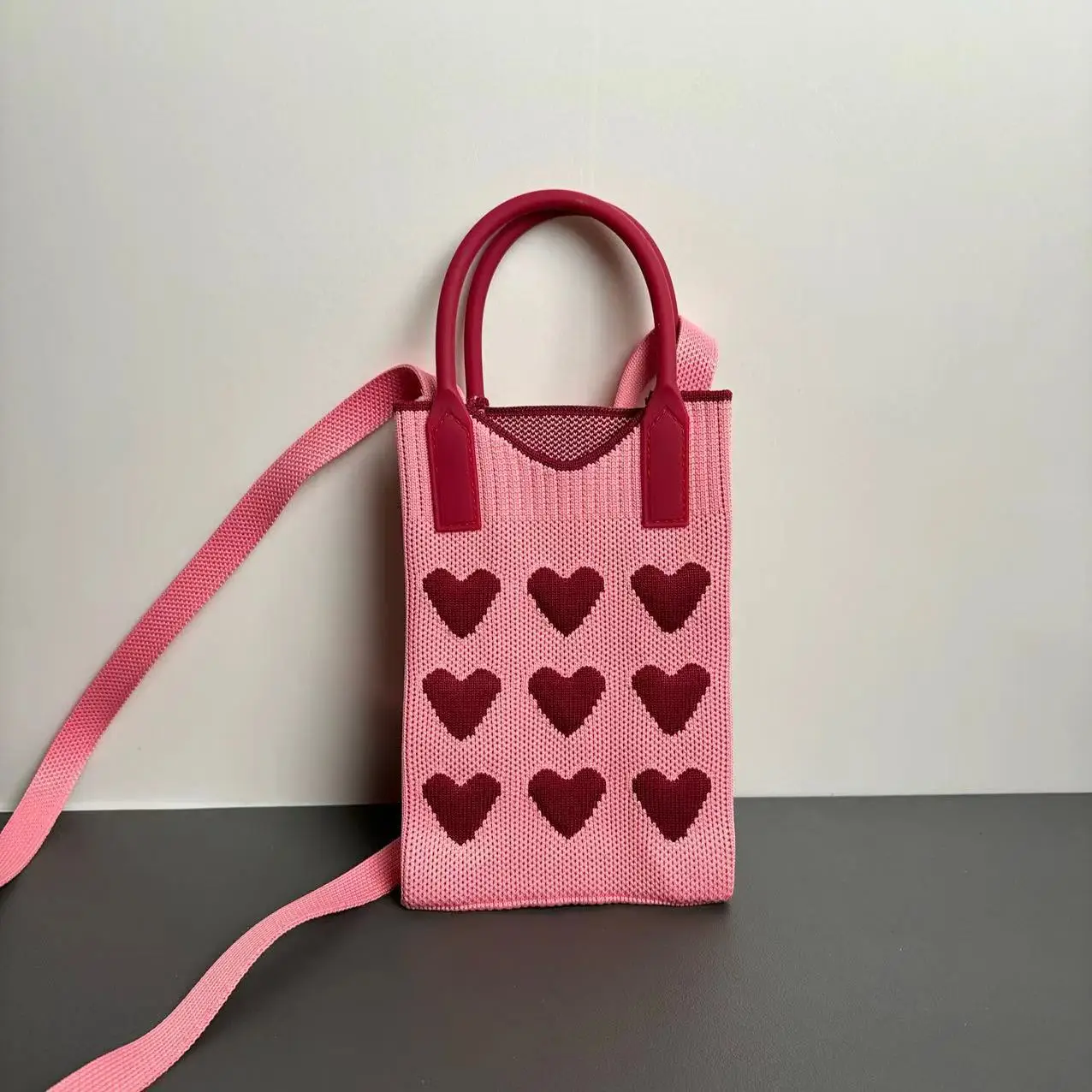 Love-Themed Knitted Phone Bag Korean Style 2024 - Image 26