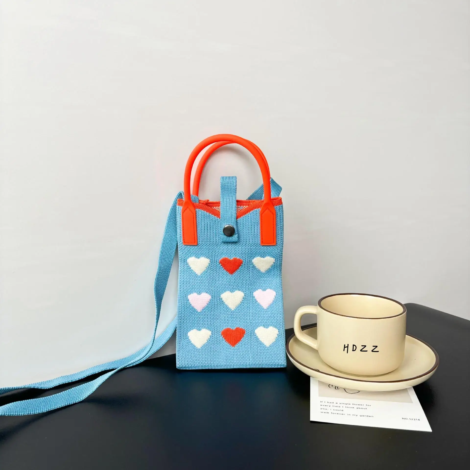 Love-Themed Knitted Phone Bag Korean Style 2024 - Image 9