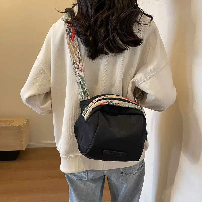 Women Crossbody Bag Black Canvas Spring Summer Casual - Image 8
