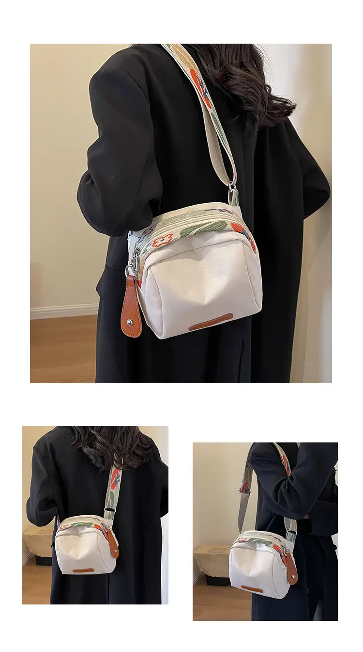 Women Crossbody Bag Black Canvas Spring Summer Casual — feature 10