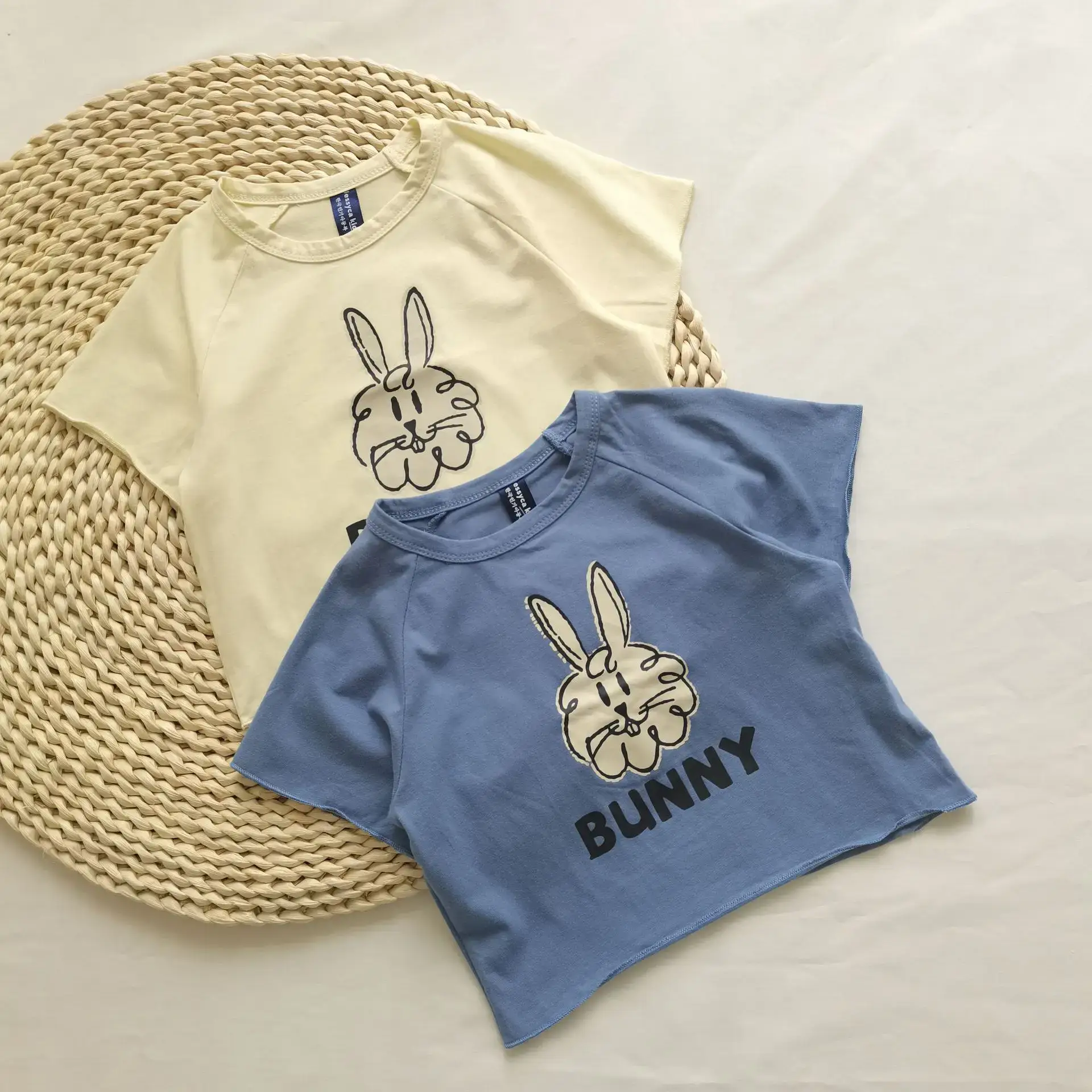 Blue Bunny Printed Short Sleeve T-Shirt for Boys Girls — feature 5