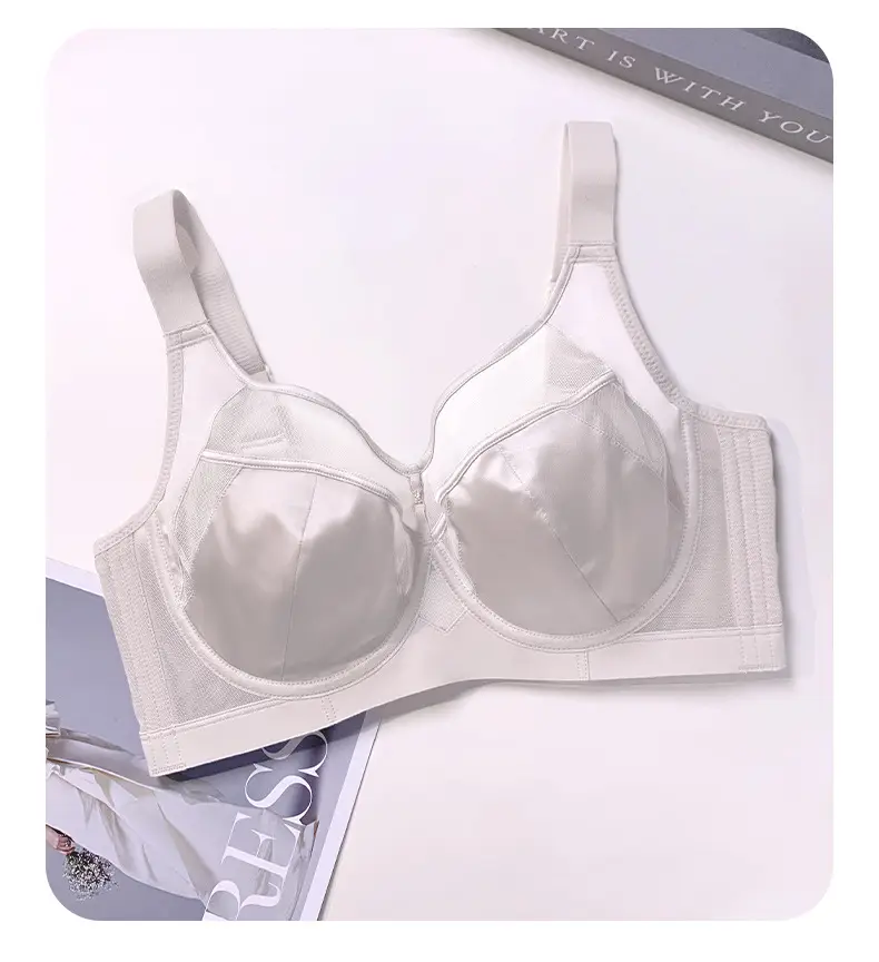 French-Style Sexy Satin Breathable Bra for Women, Minimizing Large Busts, with Adjustable Soft Underwire to Prevent Sagging — feature 27