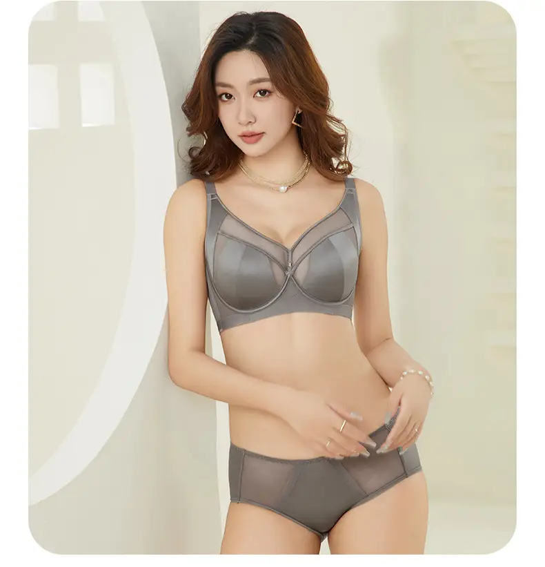 French-Style Sexy Satin Breathable Bra for Women, Minimizing Large Busts, with Adjustable Soft Underwire to Prevent Sagging — feature 32