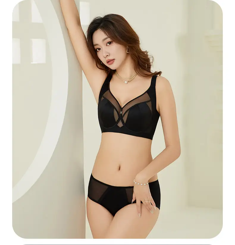 French-Style Sexy Satin Breathable Bra for Women, Minimizing Large Busts, with Adjustable Soft Underwire to Prevent Sagging — feature 33