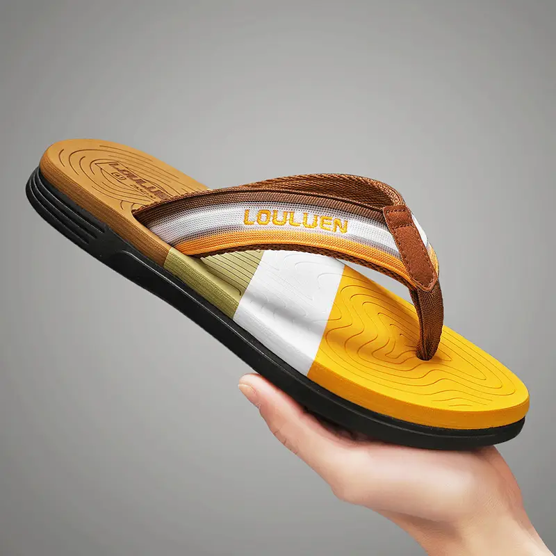 2024 Men's Blue Orange Flip Flops Soft Soled Outdoor - Image 5