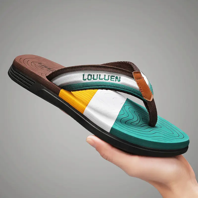 2024 Men's Blue Orange Flip Flops Soft Soled Outdoor - Image 6