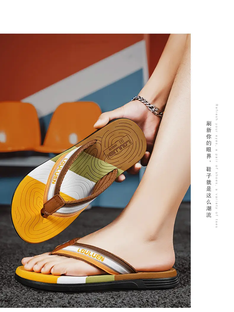 2024 Men's Blue Orange Flip Flops Soft Soled Outdoor — feature 11