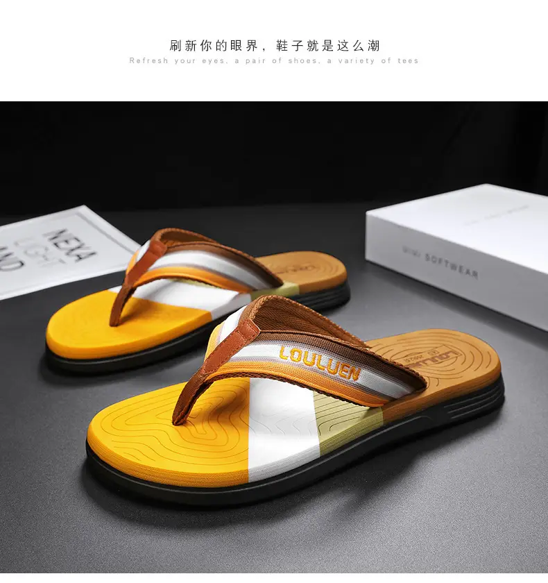 2024 Men's Blue Orange Flip Flops Soft Soled Outdoor — feature 17