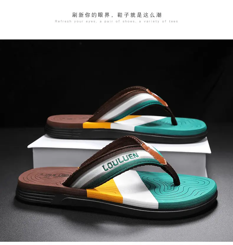 2024 Men's Blue Orange Flip Flops Soft Soled Outdoor — feature 18