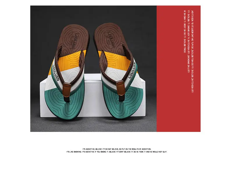 2024 Men's Blue Orange Flip Flops Soft Soled Outdoor — feature 2