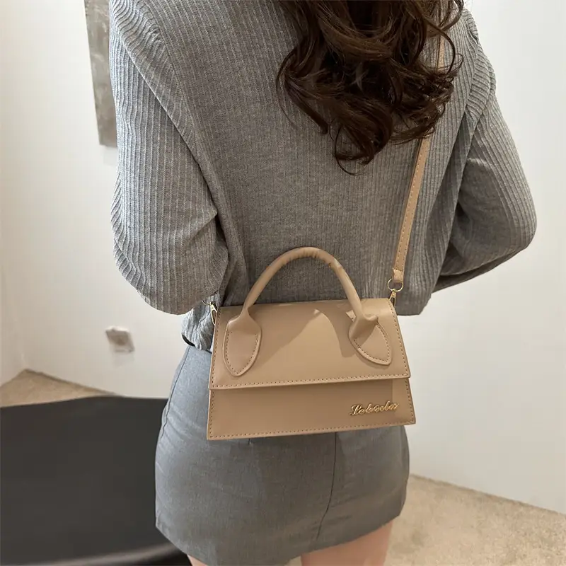 Pink Leather Shoulder Bag with Letter Hardware for Women